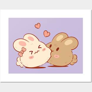 Cute & Kawaii Bunny Kisses | Purple Posters and Art